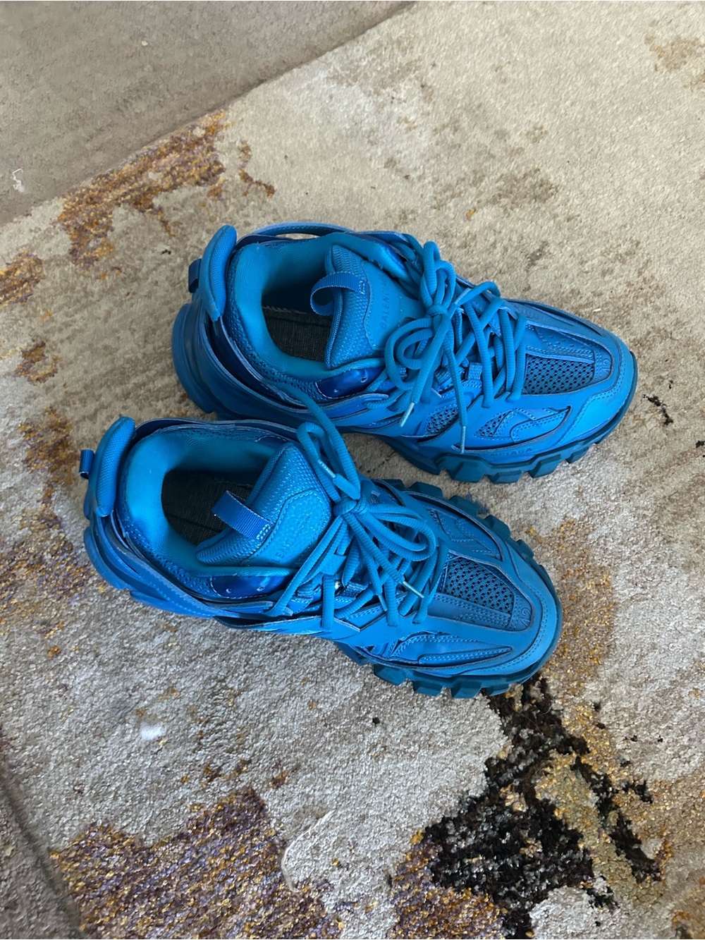 Balenciaga Men's Triple S-Style Chunky Athletic Sneakers - Bright Blue